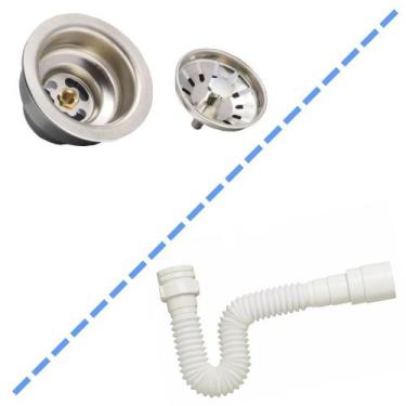 Imagem de Valvula inox para pia e cozinha  3 1/2 com sifao flexivel - Dotec