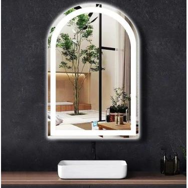 Imagem de Espelho jateado arco iluminado com led frio touch 80x60cm - Woodglass