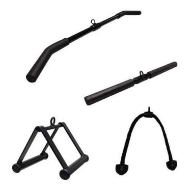 Imagem de Kit Barra Pulley 1mt e Triângulo e Reto 50cm e Corda Tríceps - Rei do 