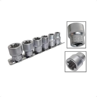 Imagem de Jogo Soquetes Fêmea Torx Encaixe 3/8Pols 6 Peças CRV 10-20mm - EDA