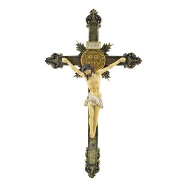 Imagem de Crucifixo Para Parede Imagem Jesus Cruz Crucificado 39.5cm  - Vivere