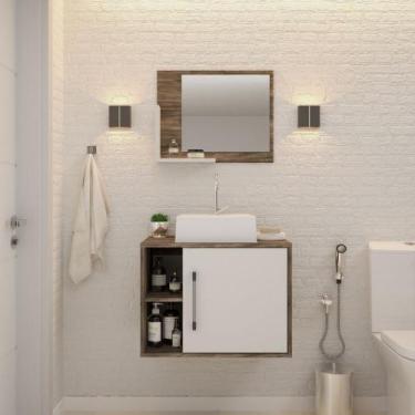 Imagem de Gabinete P/Banheiro Soft 60 cm C/cuba Q32 e Espelheira - Compace, Bran