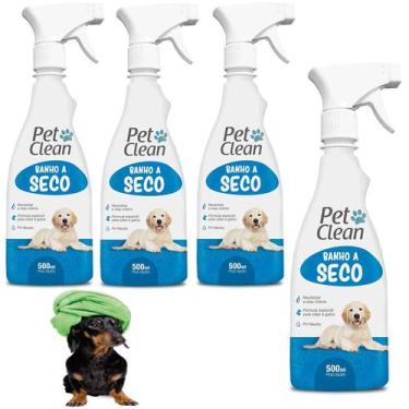 Imagem de Kit 4 Banho a Seco Cães Gatos 500ml Líquido Spray Hidrata - Pet Clean
