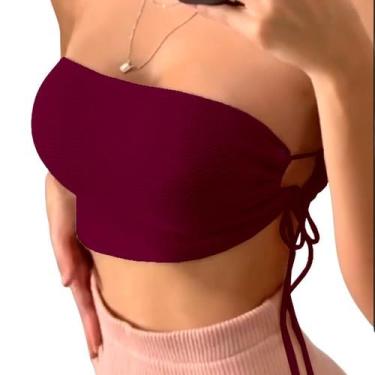 Imagem de Kit 2 Tops Faixa Cropped Feminino Amarração Casual Multiuso Festa - Hy