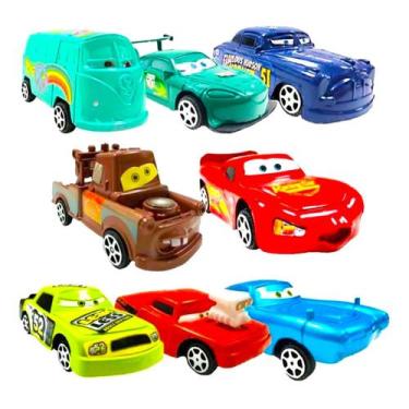 Imagem de Kit 8 Carrinhos Fricção Filme Carros 3 Relâmpago Mcqueen e Amigos - LO