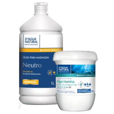 Imagem de Kit drenagem linfática reduz edema óleo neutro creme algas marinhas dá