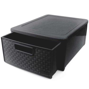 Imagem de Caixa Organizadora Modular Empilhável Rattan Preto 32,8Cm - Nitron