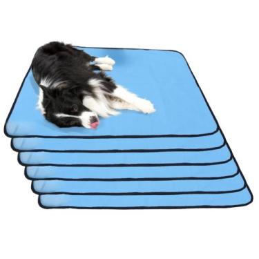 Imagem de 6 Caminhas para Cães e Gatos Dobrável 200 Lavagens 100x70 Azul Antipul