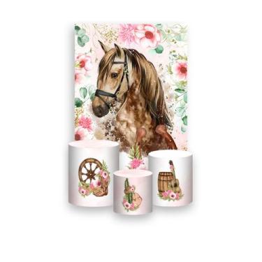 Imagem de Painel De Festa Vertical 1,50 x 2,20 + Trio De Capas Cilindro - Cavalo