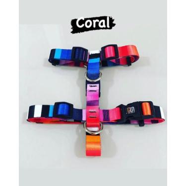 Imagem de Peitoral h + guia (coral) - tamanho pp - GUI DOGS
