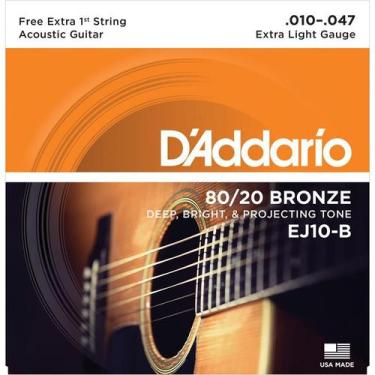 Imagem de Encordoamento Violão Aço 010 EJ10-B+PL010 - D'Addario
