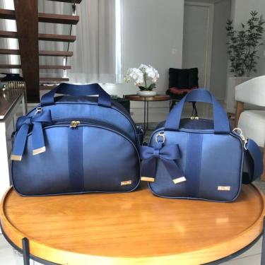 Imagem de Kit de Bolsa e Frasqueira Maternidade Lyssa Baby Marinho