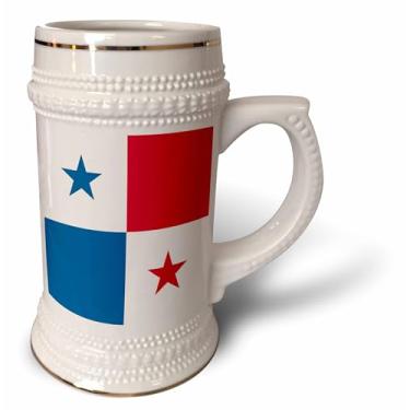 Imagem de 3dRose Bandeira do Panamá - América Central - estrelas quadradas vermelhas e azuis panamenhas - mundo country - Caneca Stein, 510 g, 640 ml