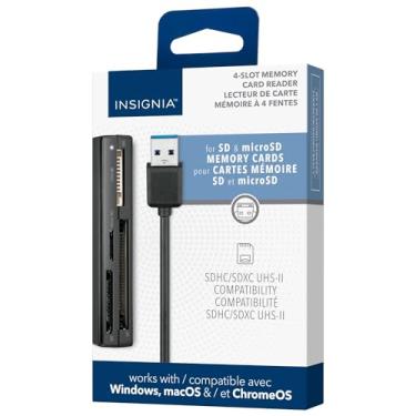 Imagem de Insignia Leitor de cartão de memória USB 3.0 com vários 4 compartimentos com cabo de 1,2 m, suporta SDXC, microSDXC, MS pro, MS PRO Duo, MS PRO-HG Duo, Flash compacto tipo I, compatível com MacBook,