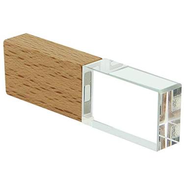 Imagem de Pen drive USB 2.0 de 16 GB, vidro transparente de madeira de cristal, luz de LED, caneta pendrive, pen drive de velocidade rápida, presente para meninas, meninos, mulheres, homens, crianças,