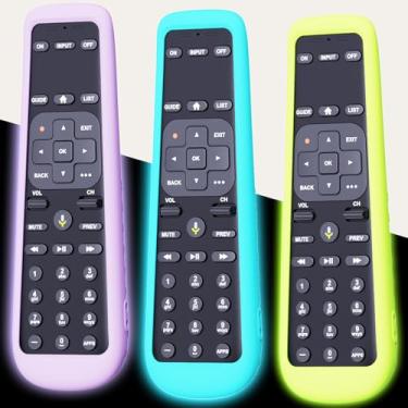Imagem de Pacote com 3 capas para AT&T TV Now DirecTV Receiver Controle Remoto por Voz C71KW, Capa de Bateria Capa de Silicone Brilha no Escuro Verde Roxo e Azul