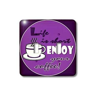 Imagem de 3dRose lsp_58650_2 Lover Gift-Life is Short Enjoy Your Coffee Interruptor duplo, roxo