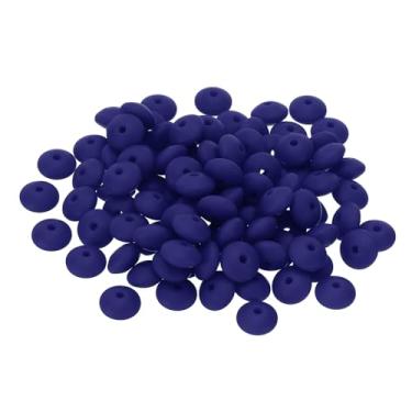 Imagem de PATIKIL Contas de silicone de 12 mm, 50 peças de contas de silicone a granel de abaco espaçador, contas de lentilha focal, fofas para canetas, chaveiro, pulseiras, colar, fabricação de joias, azul