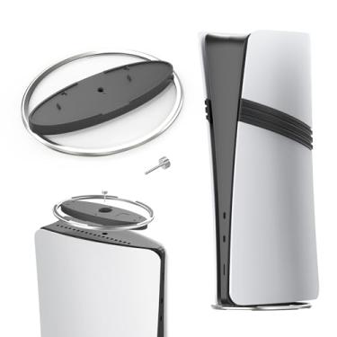 Imagem de GAMFAMI Suporte vertical compatível com consoles PlayStation 5/PS5 Slim/PS5 Pro - Acessórios de base PS5 (prata)