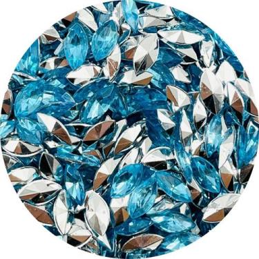 Imagem de Colagem Navete Strass Azul 3x7mm Transparente 500pçs 20g - Macall