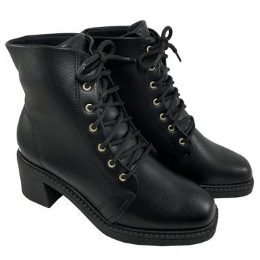 Imagem de Bota Coturno Beira Rio Cadarço Feminino - Preto, 37