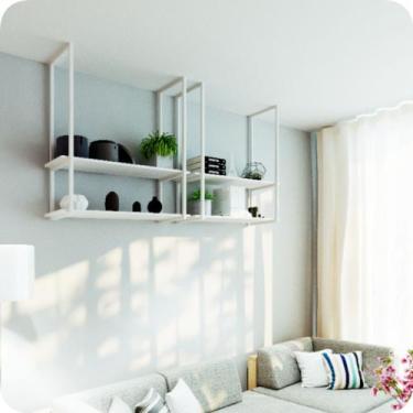Imagem de Nicho Branco Prateleira Suspensa Teto Sala Branca 80cm - MetalCromo