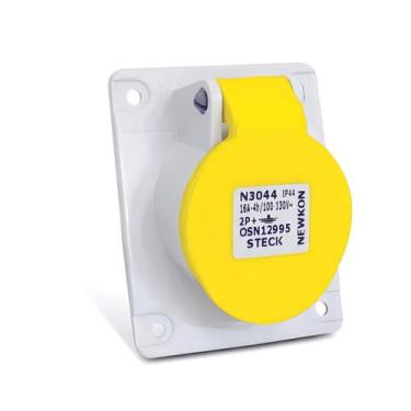 Imagem de Kit 10 Tomada De Embutir 2p+t 16a 100/130v N3044 Steck, AMARELO