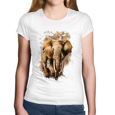 Imagem de Baby Look Algodão Elefante Watercolor - Foca na Moda, Branco, GGG
