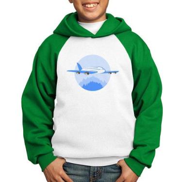 Imagem de Moletom Infantil Avião nas Montanhas - Foca na Moda, Branco, Verde, 6