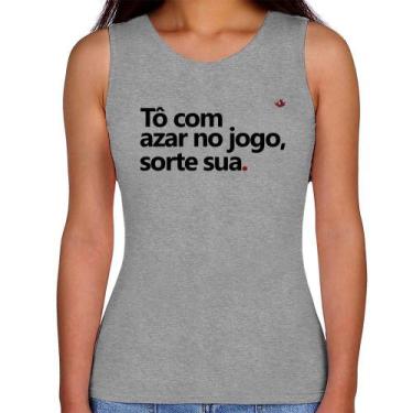 Imagem de Regata Feminina Tô com azar no jogo, sorte sua - Foca na Moda, Cinza, 