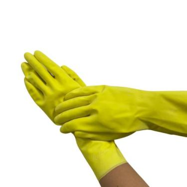 Imagem de Par de Luva Latex Para Uso Geral Limpeza Louça Amarela Tam P - Mucambo
