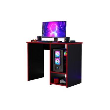 Imagem de Mesa Gamer Para PC Como Nicho Para CPU Cor Preto / Vermelho - JA