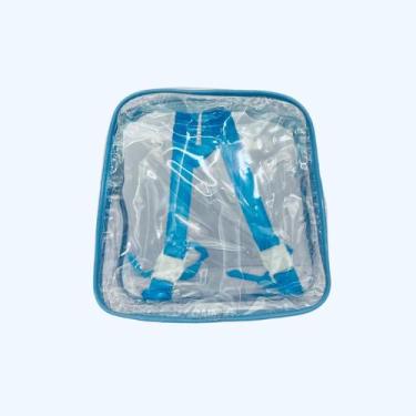 Imagem de MINI mochila infantil PERSONALIZADA AZUL e transparente escola viagem 