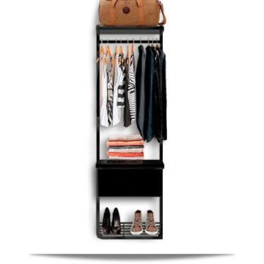 Imagem de Guarda Roupa Closet Aramado Modulado Gaveta MDF 0,70m PT - Casa Expres
