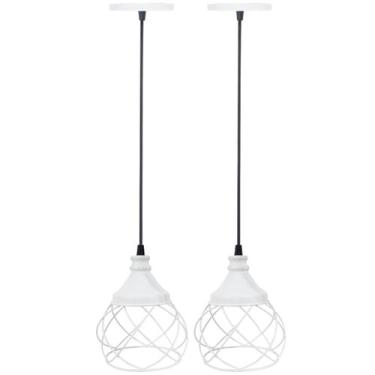 Imagem de 2 Pendentes Aramado Esfera Balonê Lustre Luminária Teto Regulável Sala