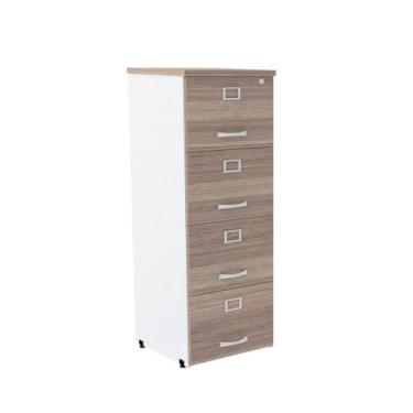 Imagem de Arquivo 04 Gavetas P25 Pandin 1,30 M Noce Naturale e Branco