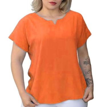 Imagem de Blusa Plus Size Social Feminina Manga Curta Soltinha Tecido Viscolinho