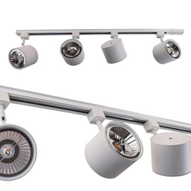 Imagem de Trilho Eletrificado 1m + 4 Spot Branco + 4 LED Ar111 Branco Quente ST2