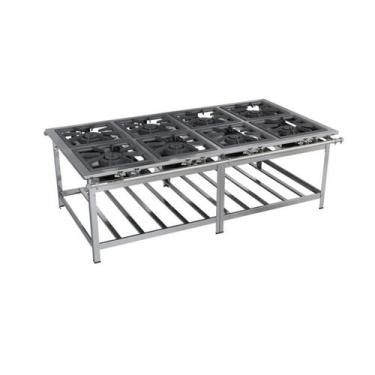 Imagem de Fogão Industrial 8 Bocas Duplas 50x50 Central Aço Inox Metalmaq