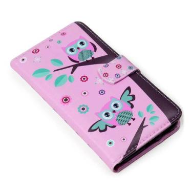 Imagem de Capa carteira estampada cute look coruja e175 para moto edge 40 5g xt2