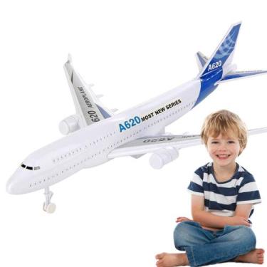 Imagem de Avião Brinquedo Grande Fricção Acende Luzes E Som Aviãozinho - Toysmar
