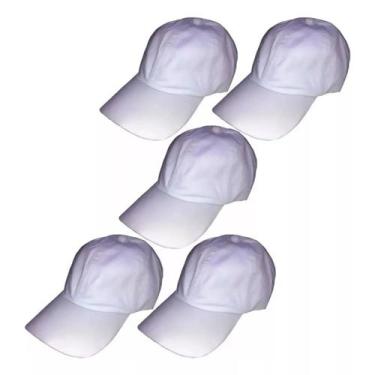 Imagem de Kit Com 5 Bonés Branco Liso Bordar Padeiro Açougueiro Supermercado Coz