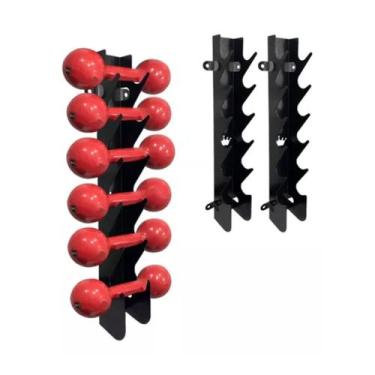 Imagem de Kit 02 Expositores Fixo 06 Halteres Suporte Parede - REI DO FITNESS