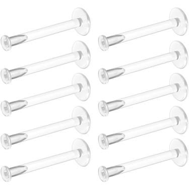 Imagem de Bioflex Brincos transparentes para esportes, trabalho, escola, cirurgia, ressonância magnética - Joia piercing transparente Labret Studs para orelhas, cartilagem, hélice, tragus, lábio, medusa, Monroe