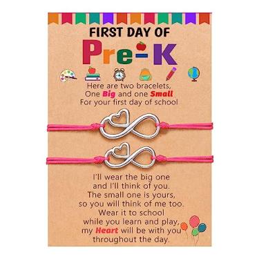 Imagem de UPROMI First Day of Prek/Kindergarten/1st Grade/2nd Grade School Presente, Back to School Bracelet Mommy and Me Matching Infinity Heart Bracelets, presentes de volta às aulas para meninas, 10 inches, Aço inoxidável, Sem pedras preciosas
