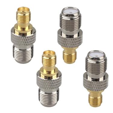 Imagem de Futheda 4 peças SMA fêmea para F fêmea conector de antena adaptador de cabo coaxial compatível com LMR Wi-Fi rádio transceptor dispositivo LAN sem fio aplicação RF antena externa transmissão telecom