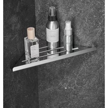 Imagem de Prateleira para banheiro lavatório 304 de aço inoxidável, suporte de parede, prateleira triangular, prateleira de canto de chuveiro, polido, Silver