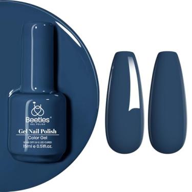 Imagem de Esmalte de gel azul Beetles, 1 peça 15 ml na cor azul acinzentado esmalte gel imersão arte de unhas salão de manicure DIY lâmpada uv decoração em casa