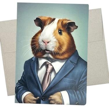 Imagem de Whitman and Daughter Cartão de terno de porquinho-da-índia, cartão de aniversário de porquinho-da-índia (1 cartão premium, 12 x 18 cm) em branco para todas as ocasiões, como casamento, aposentadoria