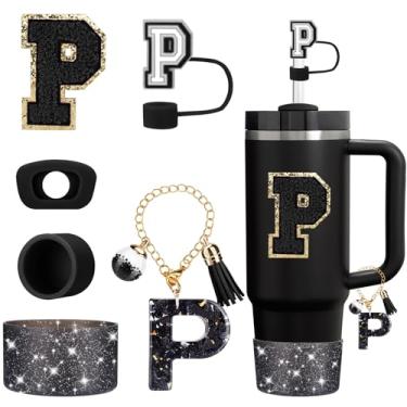Imagem de Mity rain Conjunto de 6 peças de acessórios para copo Stanley Cup 850 g 1,134 g copo com alça, acessórios pretos incluindo topo de palha, bota, tampa à prova de derramamento, pingente de alça, adesivo